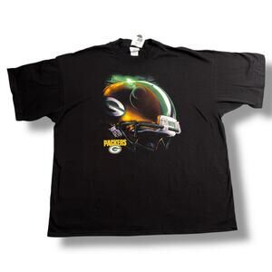 NFL Unisex Green Bay Packers Football T Shirt Top Short Sleeve Black Green 2X